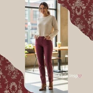 Tribal Women's Deep Burgundy Skinny Jeans